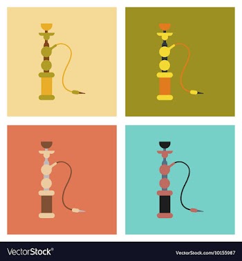 Assembly flat icons Eastern smoke hookah vector image