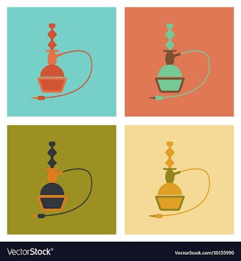 Assembly flat icons Eastern smoke hookah vector image