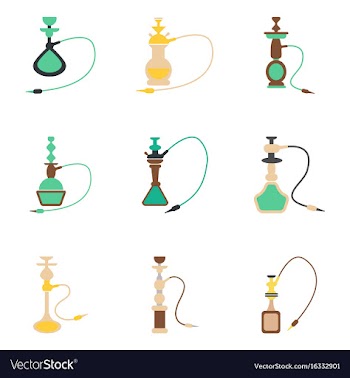 Assembly flat icons eastern smoke hookah vector image