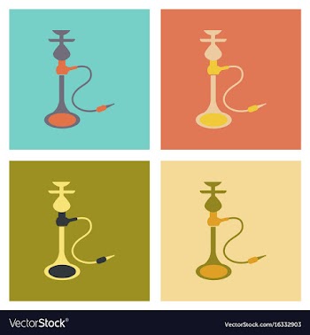 Assembly flat icons eastern smoke hookah vector image