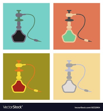Assembly flat icons eastern smoke hookah vector image