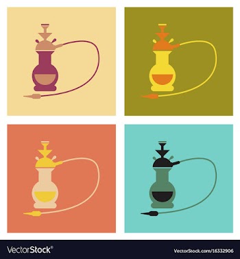 Assembly flat icons eastern smoke hookah vector image