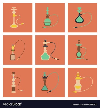 Assembly flat icons eastern smoke hookah vector image