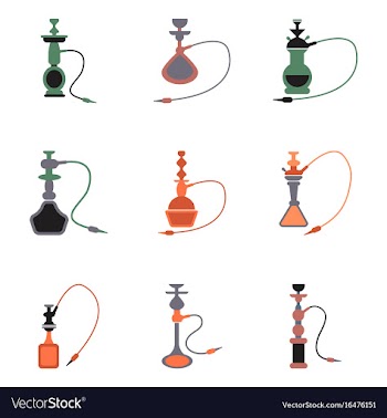 Assembly flat icons eastern smoke hookah vector image