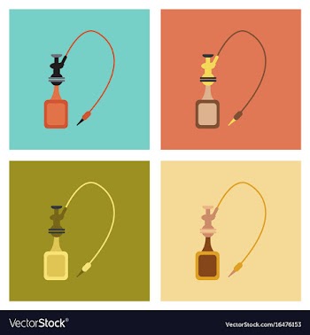 Assembly flat icons eastern smoke hookah vector image