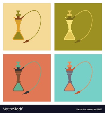 Assembly flat icons eastern smoke hookah vector image