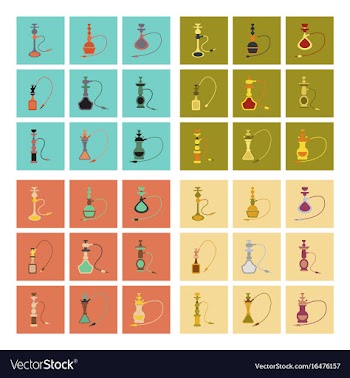 Assembly flat icons eastern smoke hookah vector image