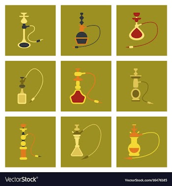 Assembly flat icons eastern smoke hookah vector image