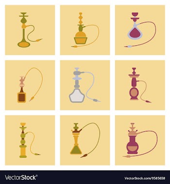 Assembly flat icons Eastern smoke hookah vector image