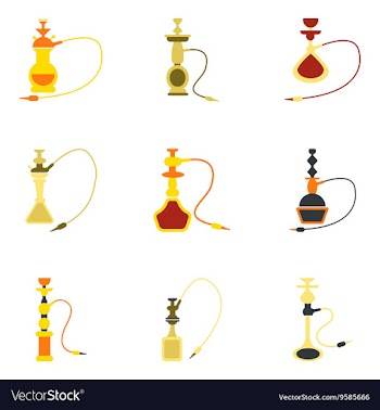 Assembly flat icons Eastern smoke hookah vector image
