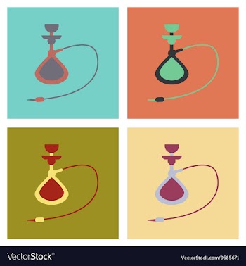 Assembly flat icons Eastern smoke hookah vector image