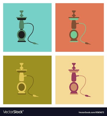 Assembly flat icons Eastern smoke hookah vector image