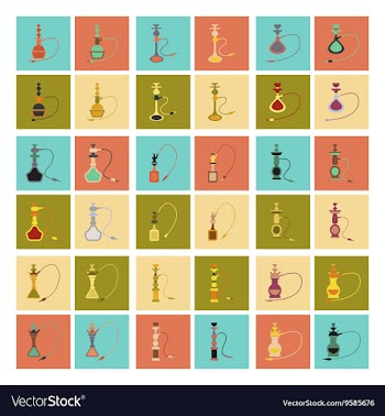 Assembly flat icons Eastern smoke hookah vector image