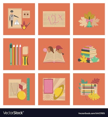 Assembly flat icons education school lessons vector image