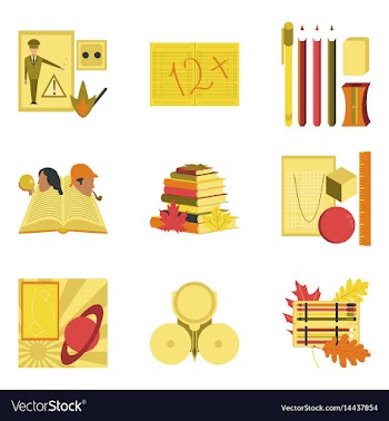 Assembly flat icons education school lessons vector image