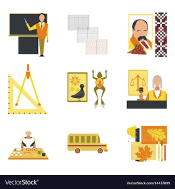 Assembly flat icons education school lessons vector image