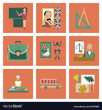 Assembly flat icons education school lessons vector image