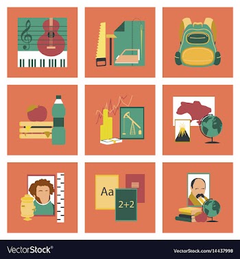 Assembly flat icons education school lessons vector image