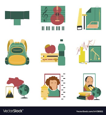 Assembly flat icons education school lessons vector image
