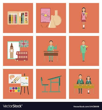 Assembly flat icons education school lessons vector image