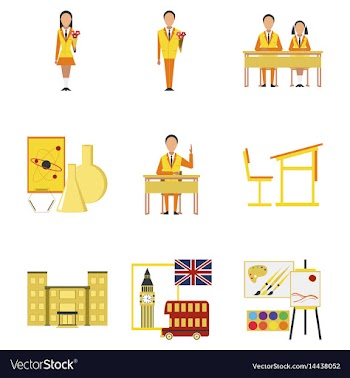 Assembly flat icons education school lessons vector image