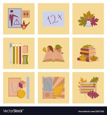 Assembly flat icons education school lessons vector image