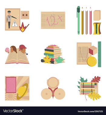 Assembly flat icons education school lessons vector image