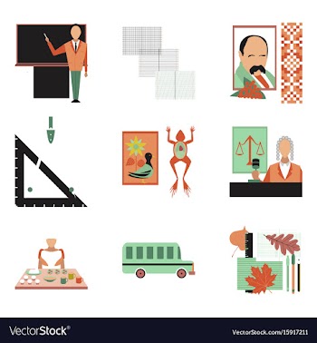 Assembly flat icons education school lessons vector image