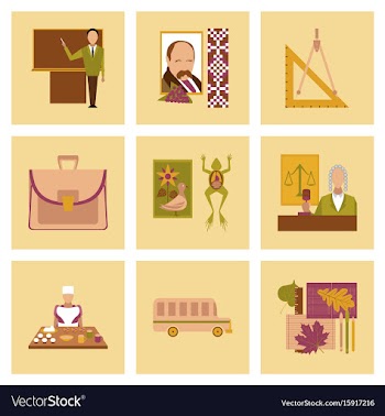 Assembly flat icons education school lessons vector image
