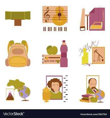 Assembly flat icons education school lessons vector image