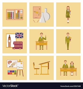 Assembly flat icons education school lessons vector image