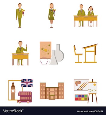 Assembly flat icons education school lessons vector image