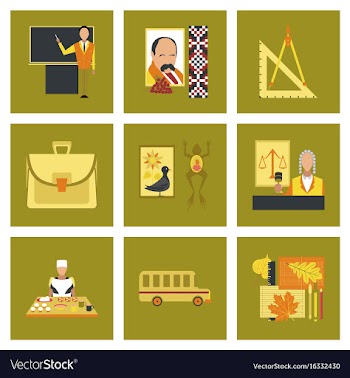 Assembly flat icons education school lessons vector image