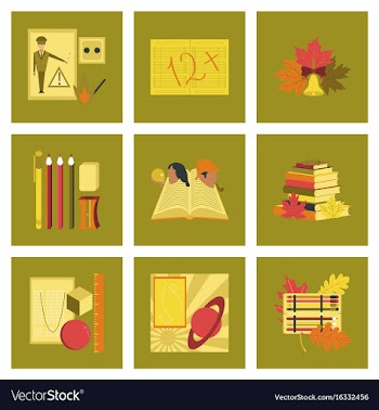 Assembly flat icons education school lessons vector image