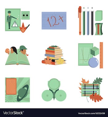 Assembly flat icons education school lessons vector image