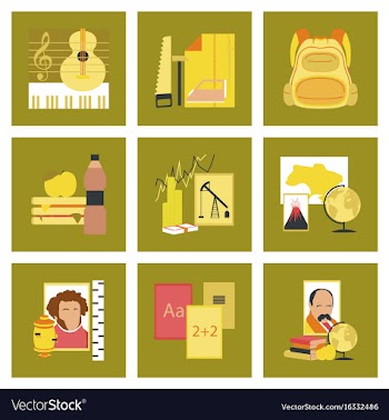 Assembly flat icons education school lessons vector image