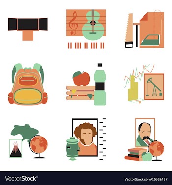 Assembly flat icons education school lessons vector image