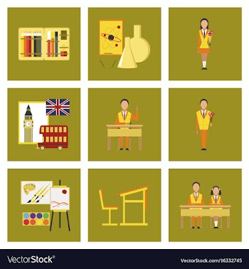 Assembly flat icons education school lessons vector image