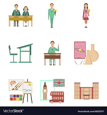 Assembly flat icons education school lessons vector image