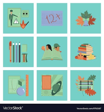 Assembly flat icons Education School lessons vector image