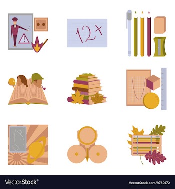 Assembly flat icons Education School lessons vector image