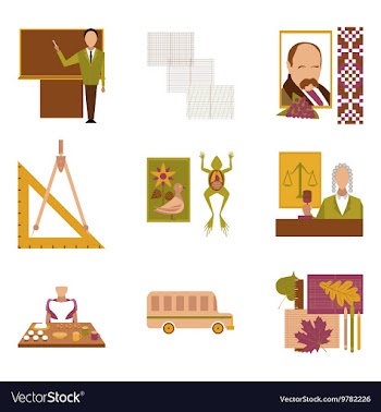 Assembly flat icons Education School lessons vector image