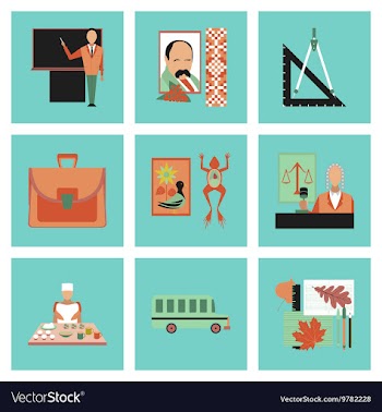 Assembly flat icons Education School lessons vector image