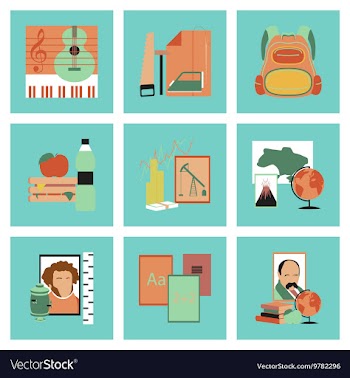 Assembly flat icons Education School lessons vector image