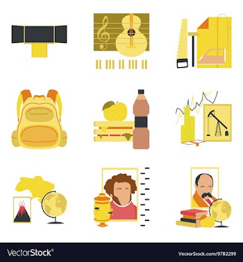 Assembly flat icons Education School lessons vector image