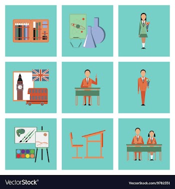 Assembly flat icons Education School lessons vector image