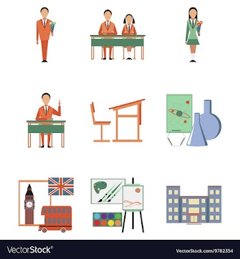 Assembly flat icons Education School lessons vector image
