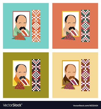 Assembly flat icons education ukrainian portrait vector image