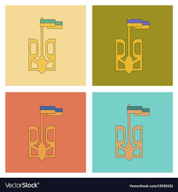 Assembly flat icons emblem of ukraine vector image