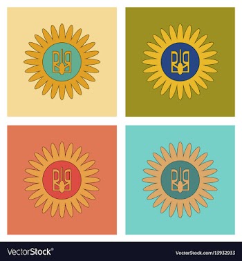 Assembly flat icons emblem of ukraine vector image